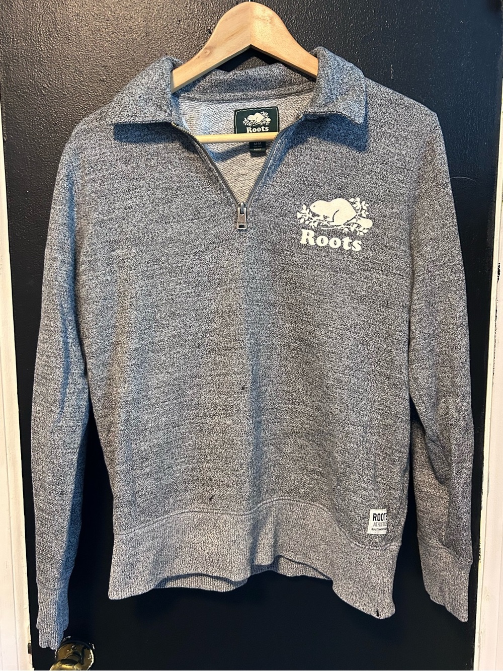Roots Men's Heather Grey Quarter-Zip Pullover